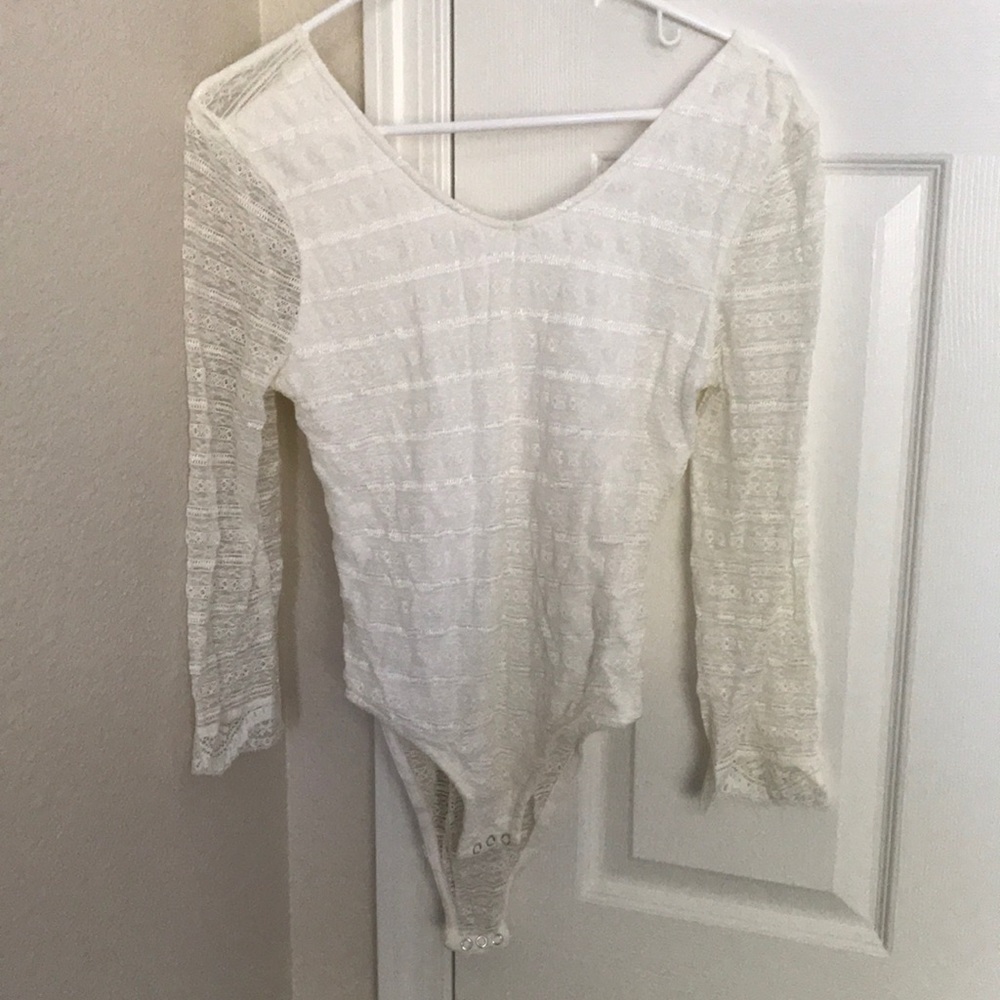 Bethany Mota Bodysuit Cream Lace Size Large